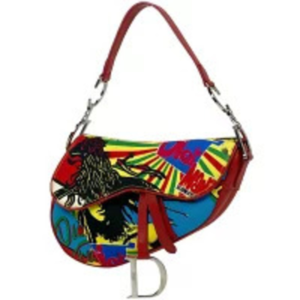 Christian Dior saddle bag Bob Marley shoulder handbag canvas red multicolor